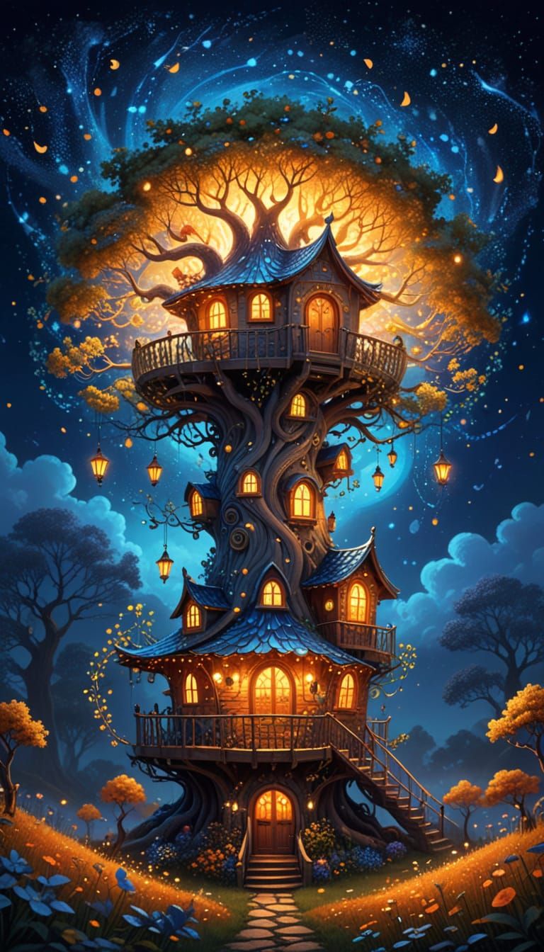 Fairy-tale spiral tree house.