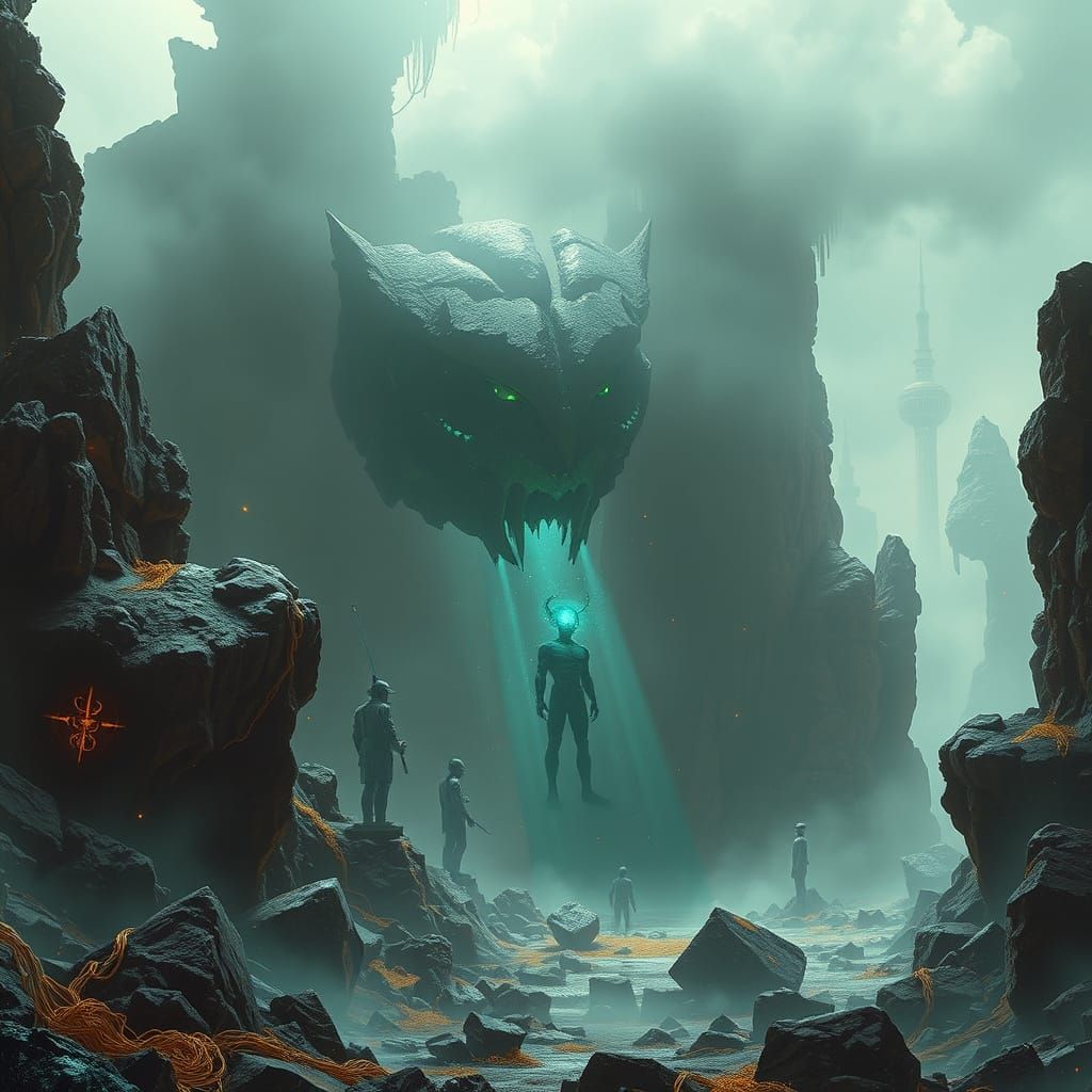 Mysterious Energy Entity in Dystopian Sci-Fi Landscape