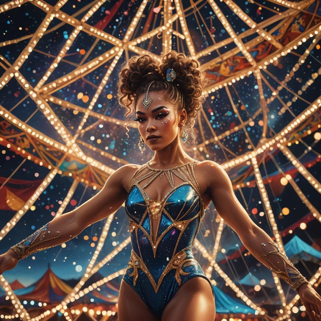 Carnival Acrobat Performance in Fantasy Realism Style