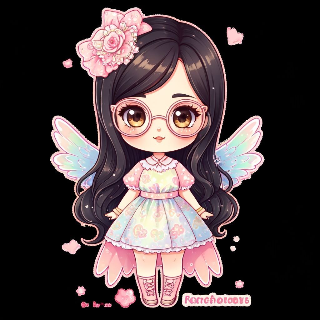 Washi Tape Art: Rainbow Chibi Woman