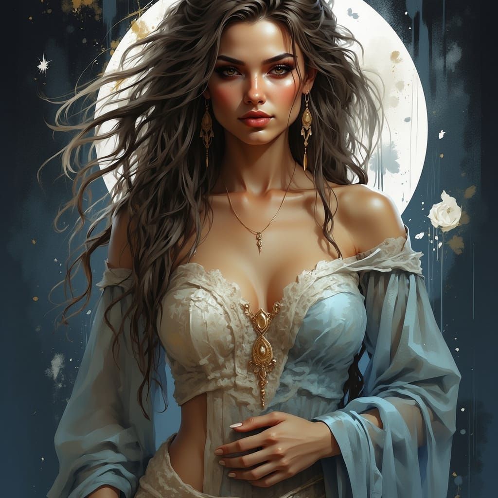 Ethereal Woman in Art Nouveau Style