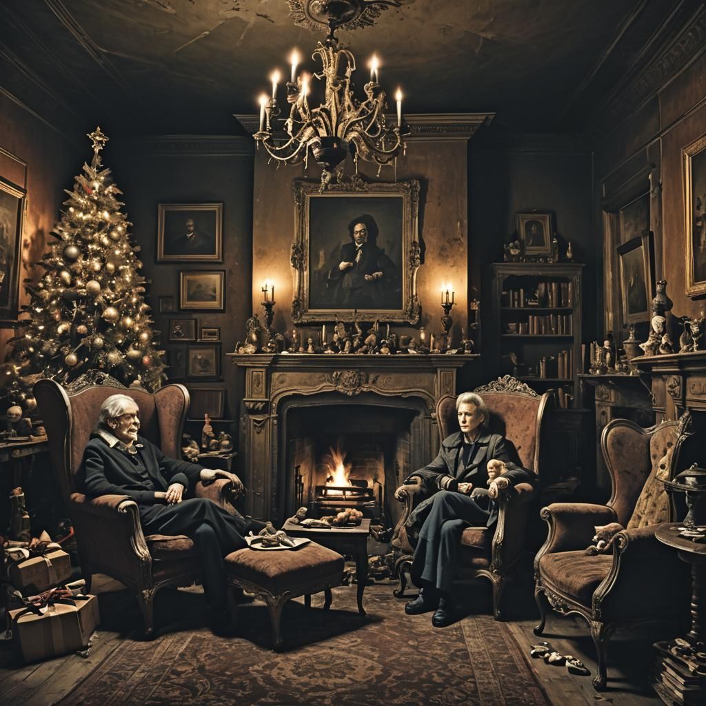Ominous Christmas Family Portrait in Dutch Masters Style