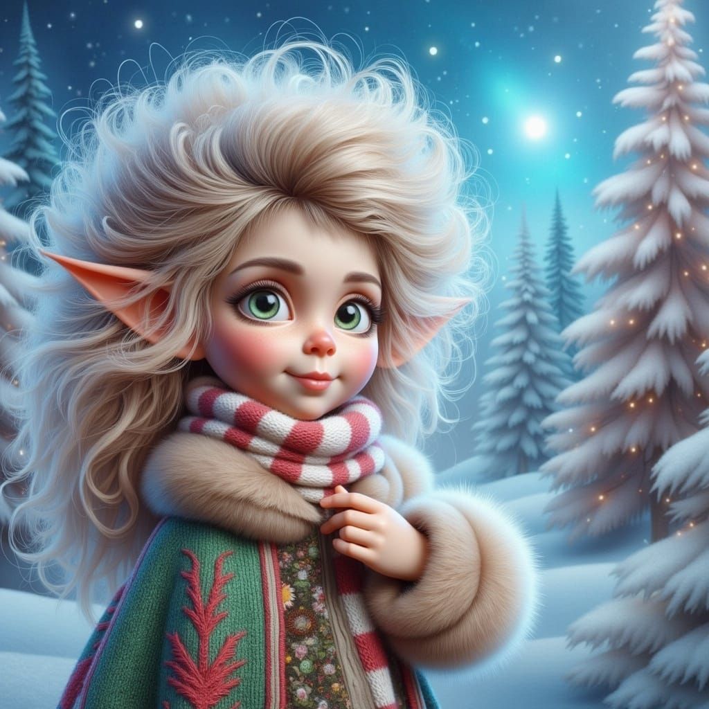Surreal Whimsical Elves in Christmas Wonderland