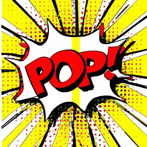 Pop Art Explosion with Text in Lichtenstein Style
