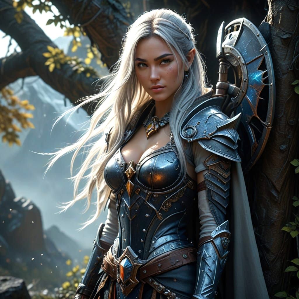 Alluring Asian Warrior in Cinematic Fantasy Armor