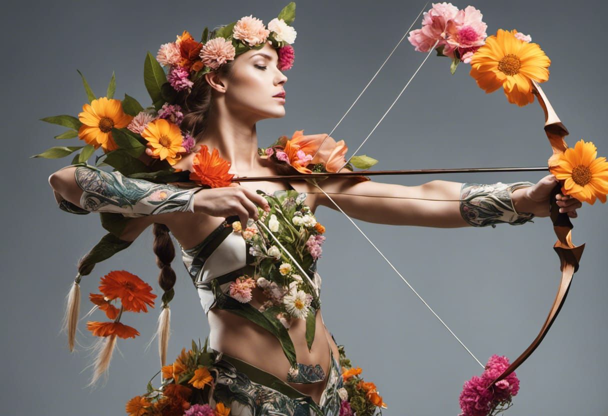 Female Flower Druid Archer with Floral Bow