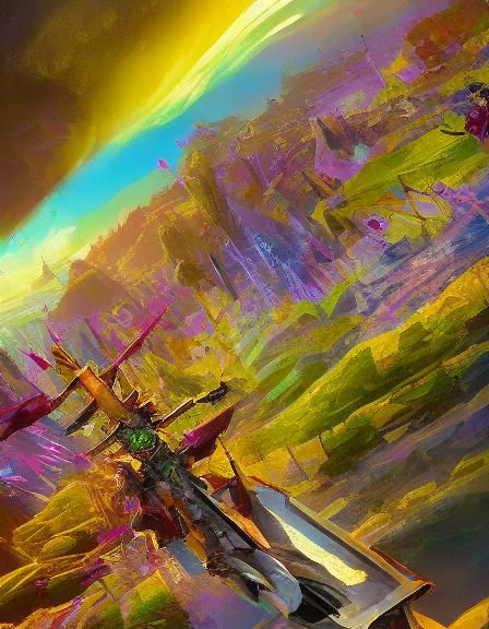 Hero with Sound Wave Sword on Colorful Battlefield