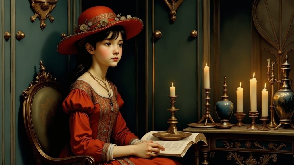 Half-Body Painting Portrait in Elegant Rococo Style