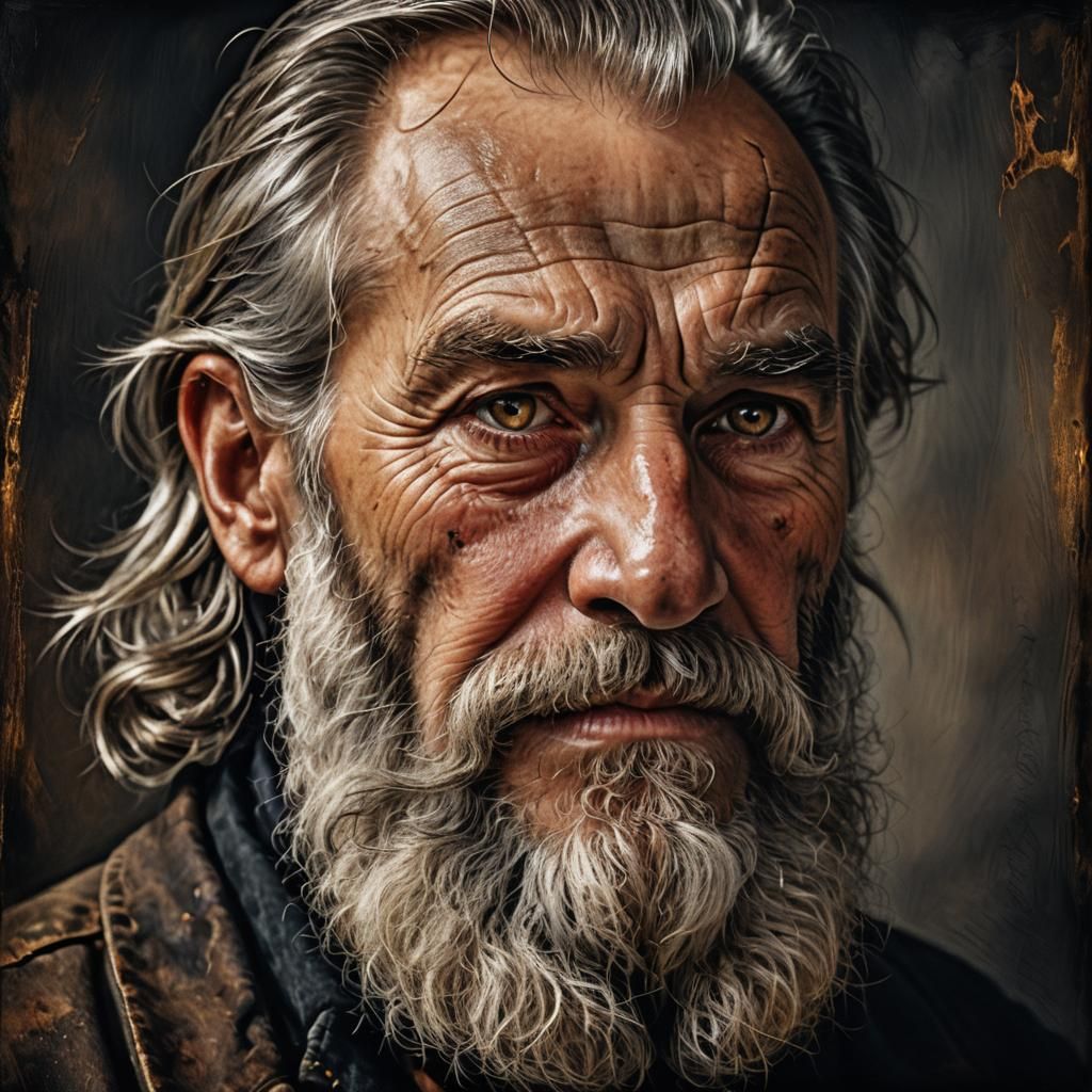 Dramatic Portrait of an Older Man in Dutch Style