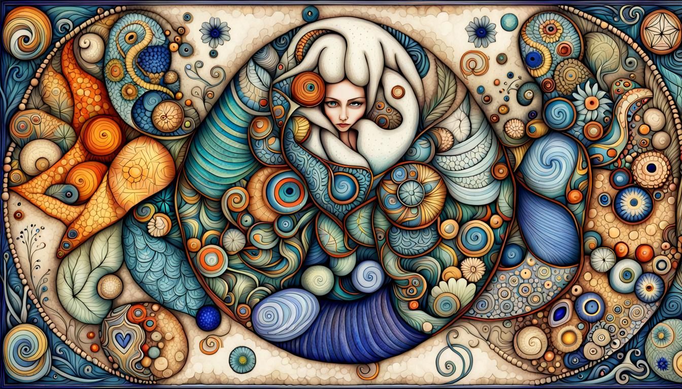 Owl with Geometric and Zodiac Elements in 5D