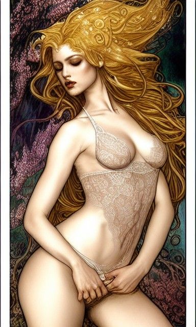 Lesbians in Lace Lingerie with Flowing Hair