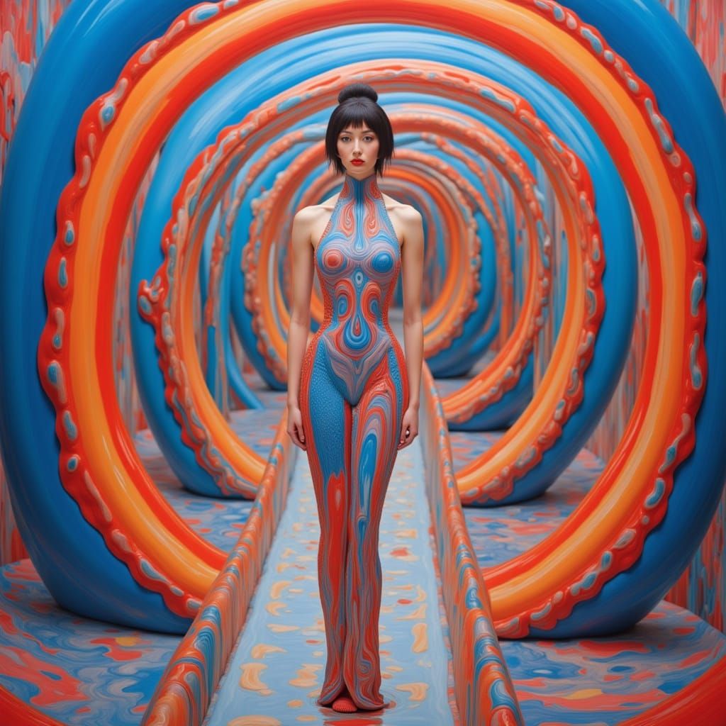 Gorgeous Woman in Psychedelic Dream Hall
