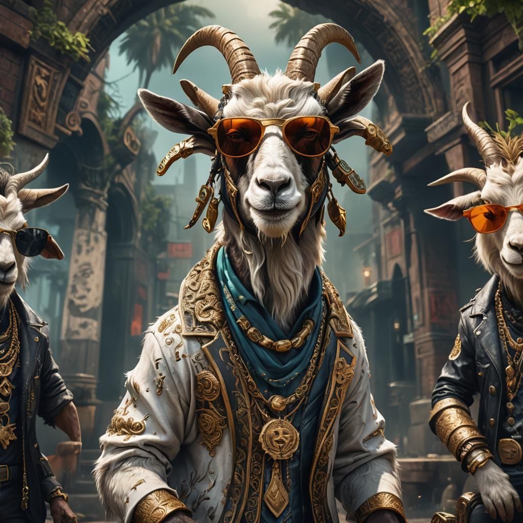 Gangsta Goat in Detailed Matte Painting Style
