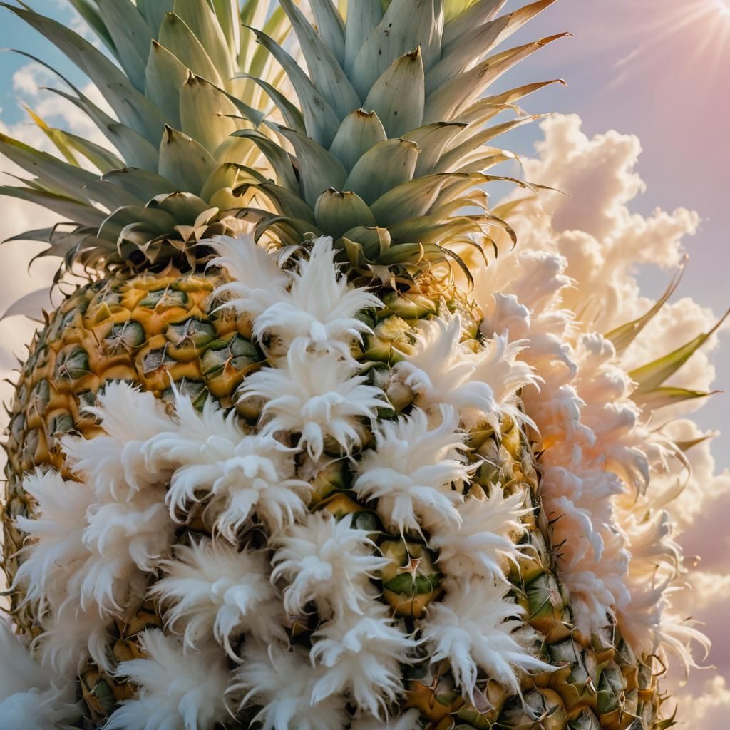 Surreal Pineapple on a Cloud in Ethereal Light