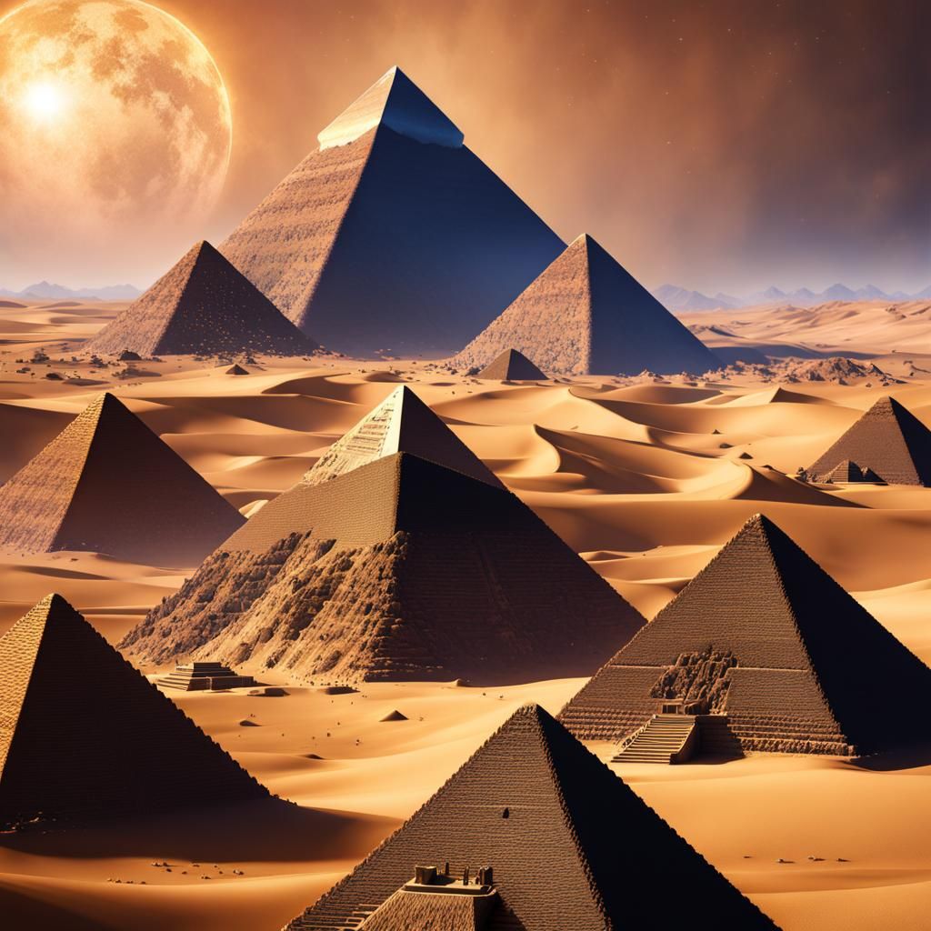 Egyptian Pyramids in Detailed Matte Painting Style