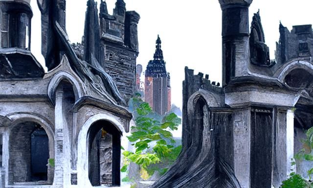 Medieval Castle in New York City: Detailed Matte Painting