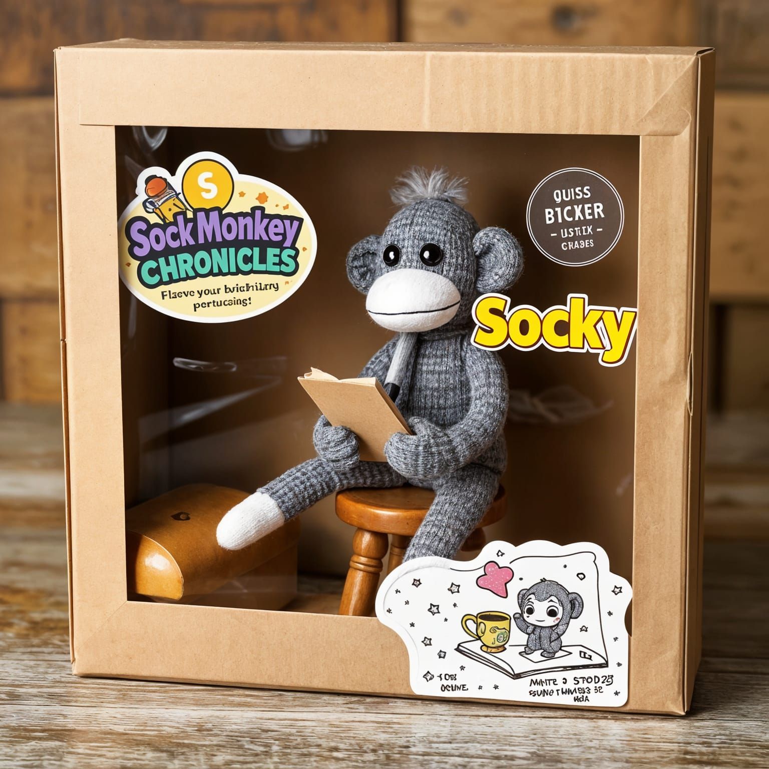 Anthropomorphic Sock Monkey in Whimsical Boxed Collectible