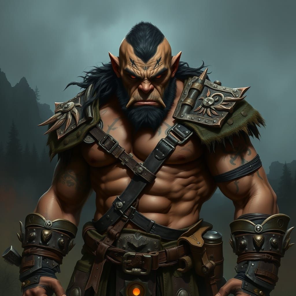 Proud Half-Orc Warrior of the Wilderness
