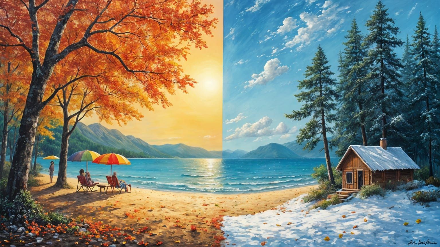 Four Seasons Painting Capturing Time's Passage