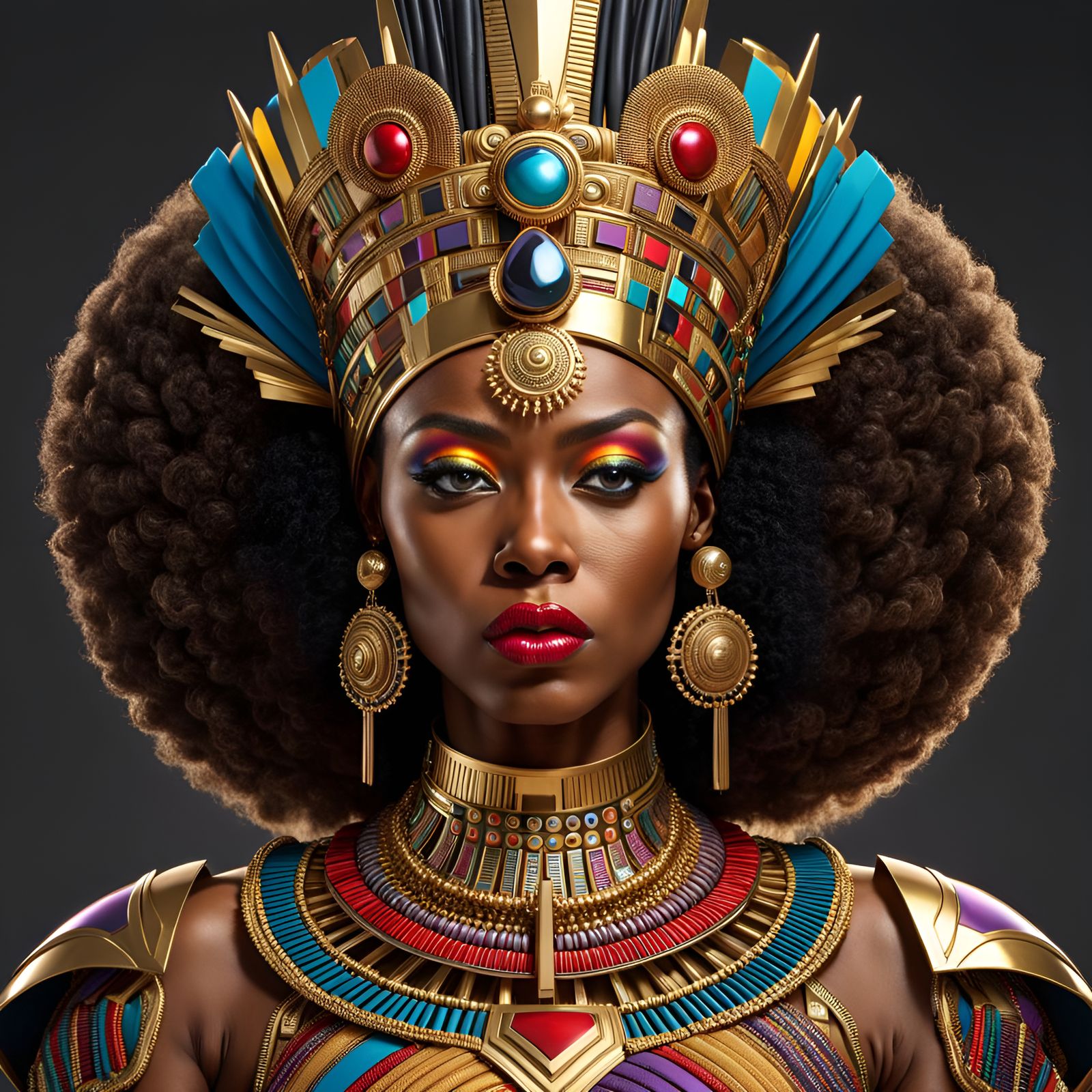 Hyperrealistic beautiful black Nubian Queen Version Two