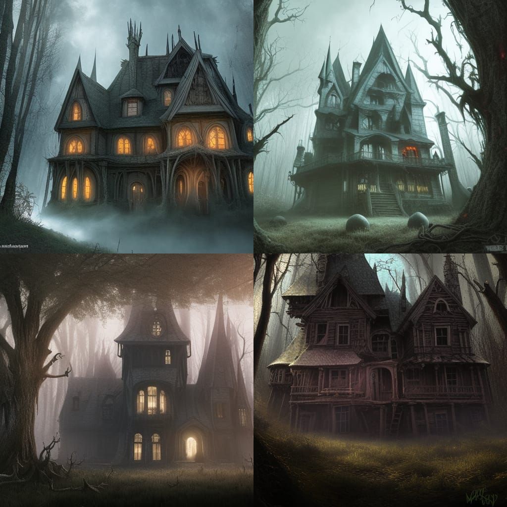 Scary Witch House in Forest, Matte Painting
