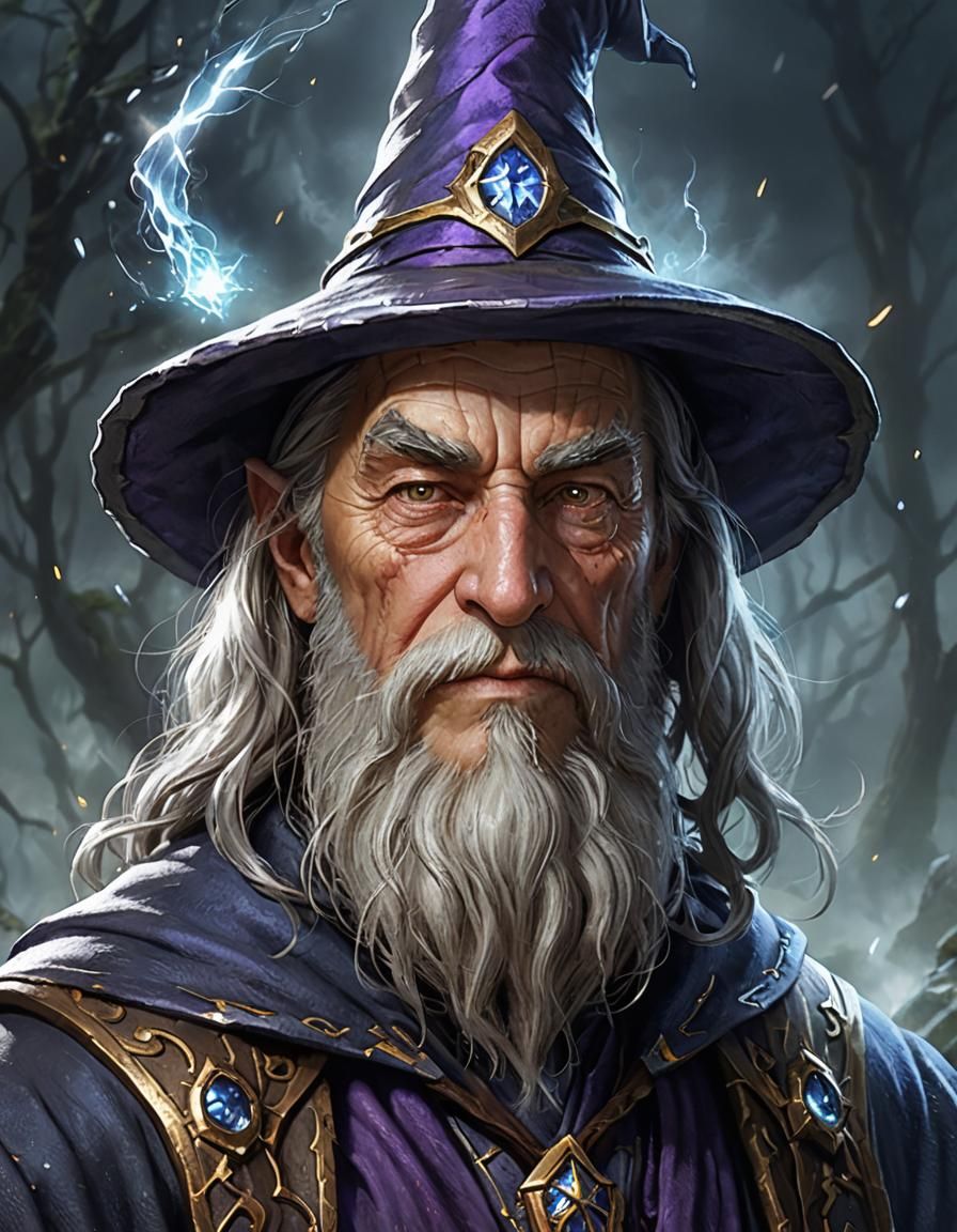 Distracted Wizard Portrait Generated by AI