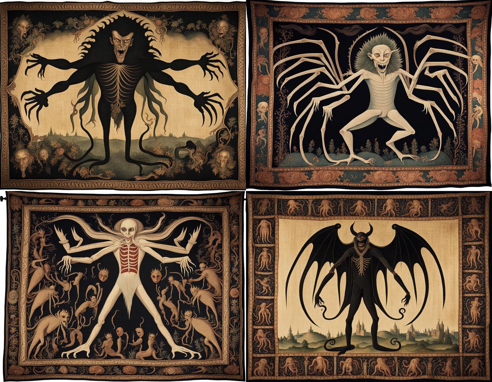 Medieval Tapestry Art of a Shadow Demon