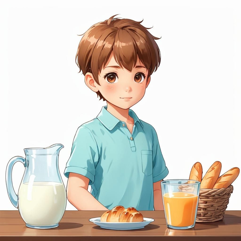 A six-year-old anime girl with a thin thin black border in b...