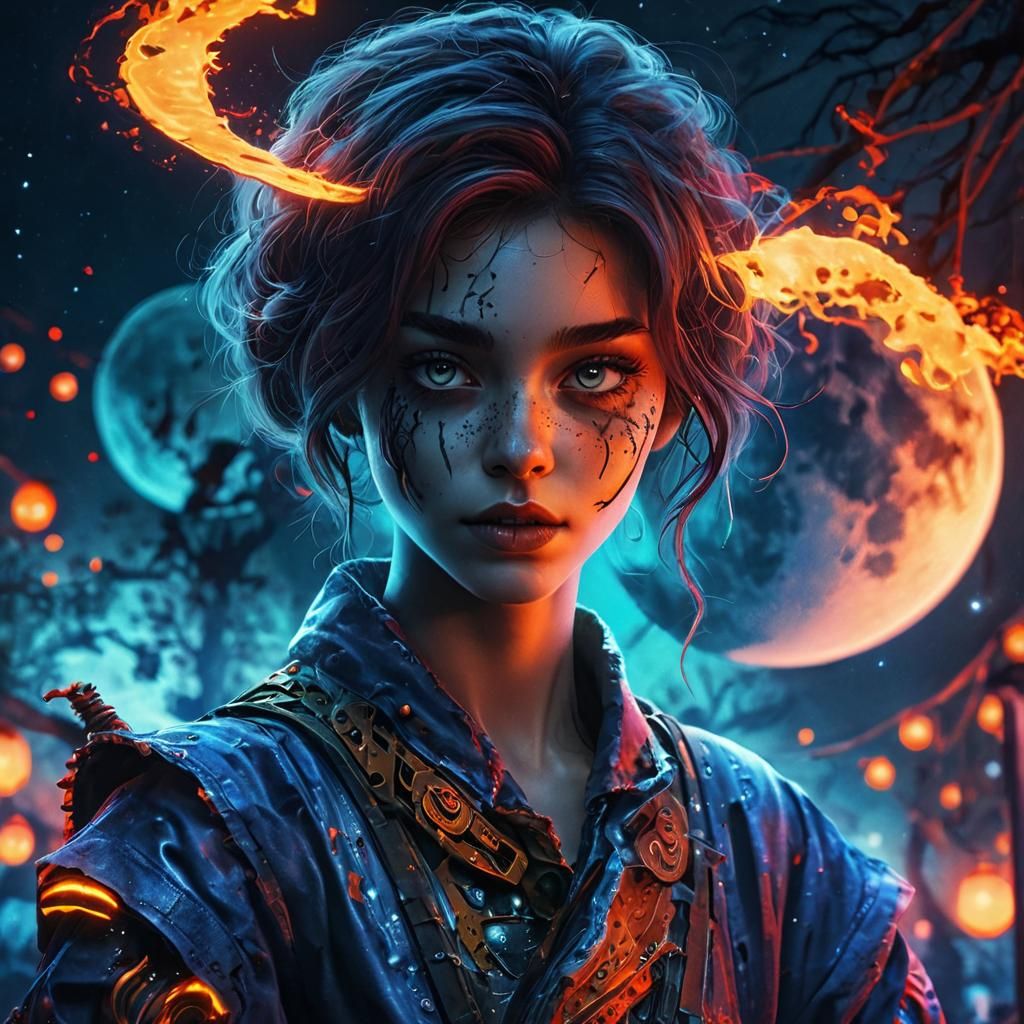 Glowing Neon Horror Moon Fest has started
rocks shine like m...