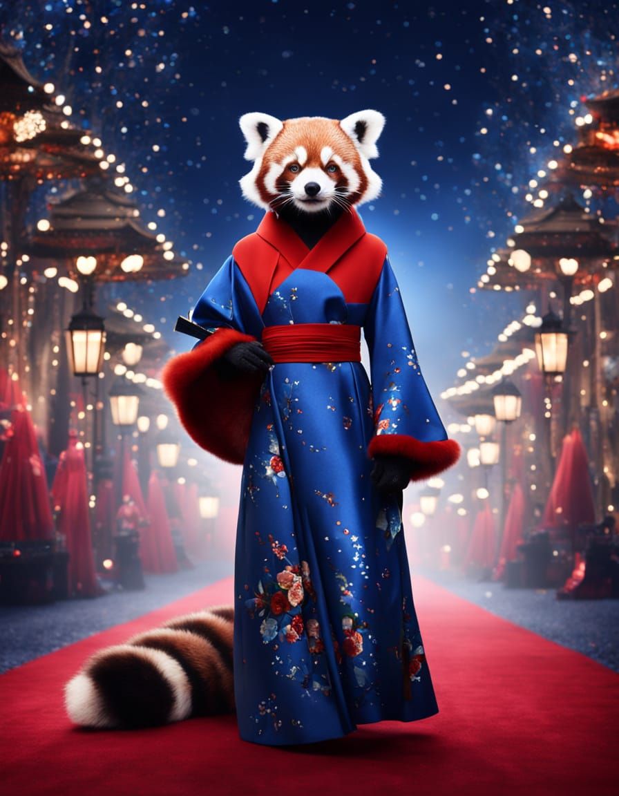 Glamorous Red Panda Walks the Red Carpet in a Stunning Blue ...
