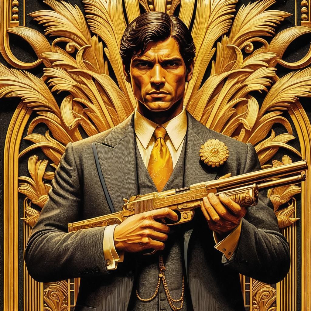 1920s Gangster Pulp Cover Art in Golden Art Deco