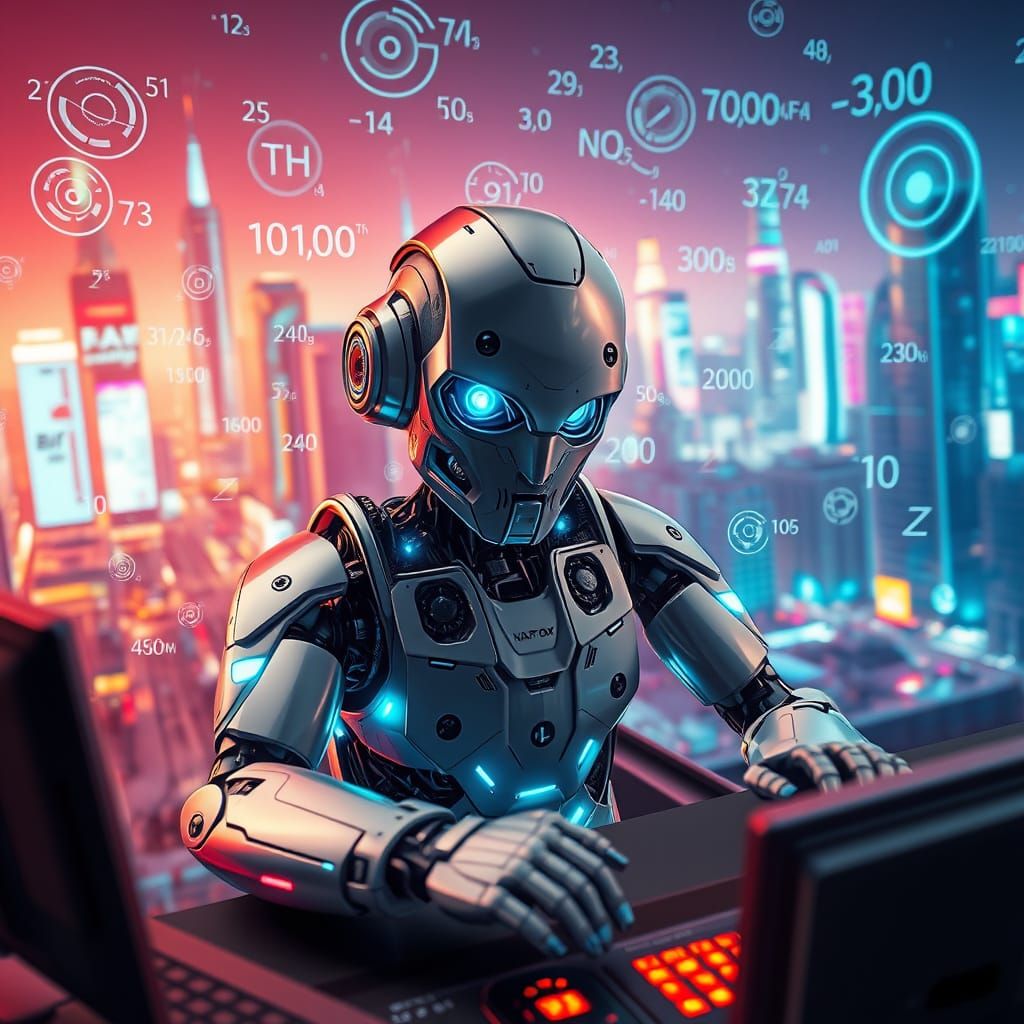 Sleek Robot Conveys Determination in Futuristic High-Tech Se...