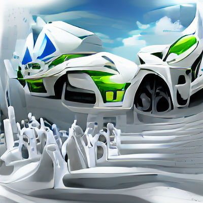 Futuristic Utopia Car Race in Anime Style