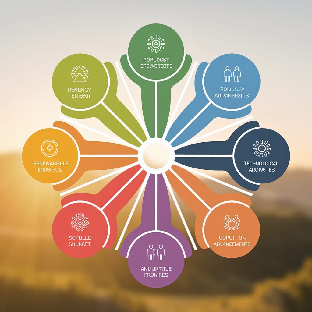 Infographic with Interconnected Data Points in Warm Palette