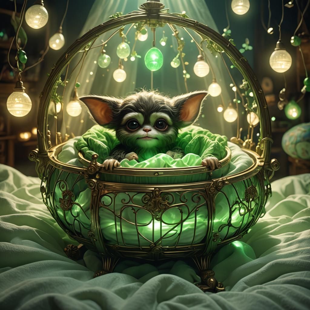 Glowing Gizmo Green Lantern in Bassinet