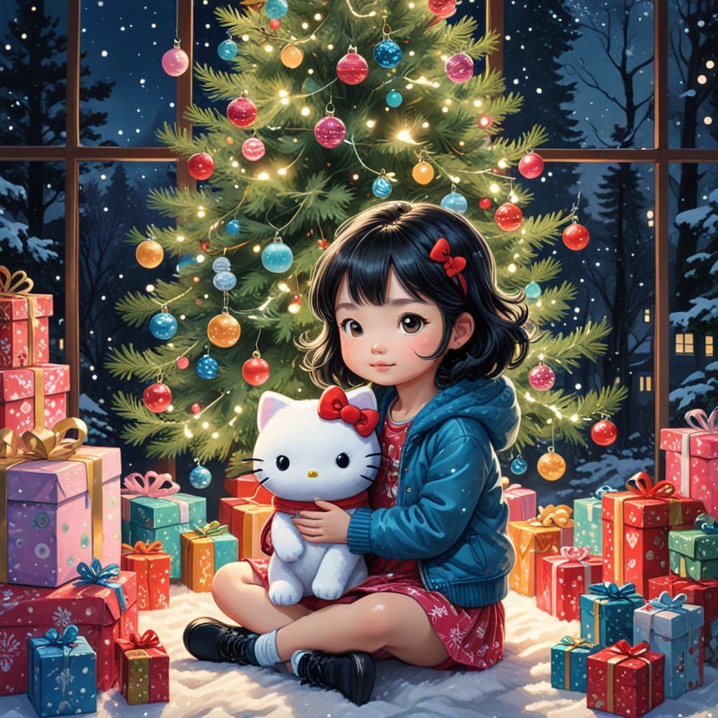 Charming Christmas Scene with Lovable Couple and Adorable Pu...