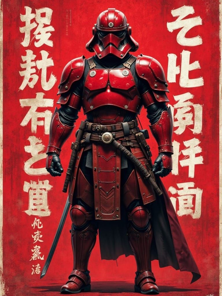 Samurai Stormtrooper in Red Armor with Katana