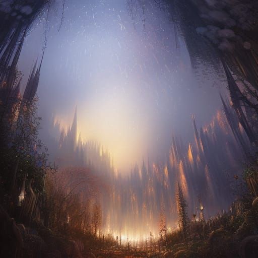 Fireworks Over Gdansk Street in Dutch Renaissance Style