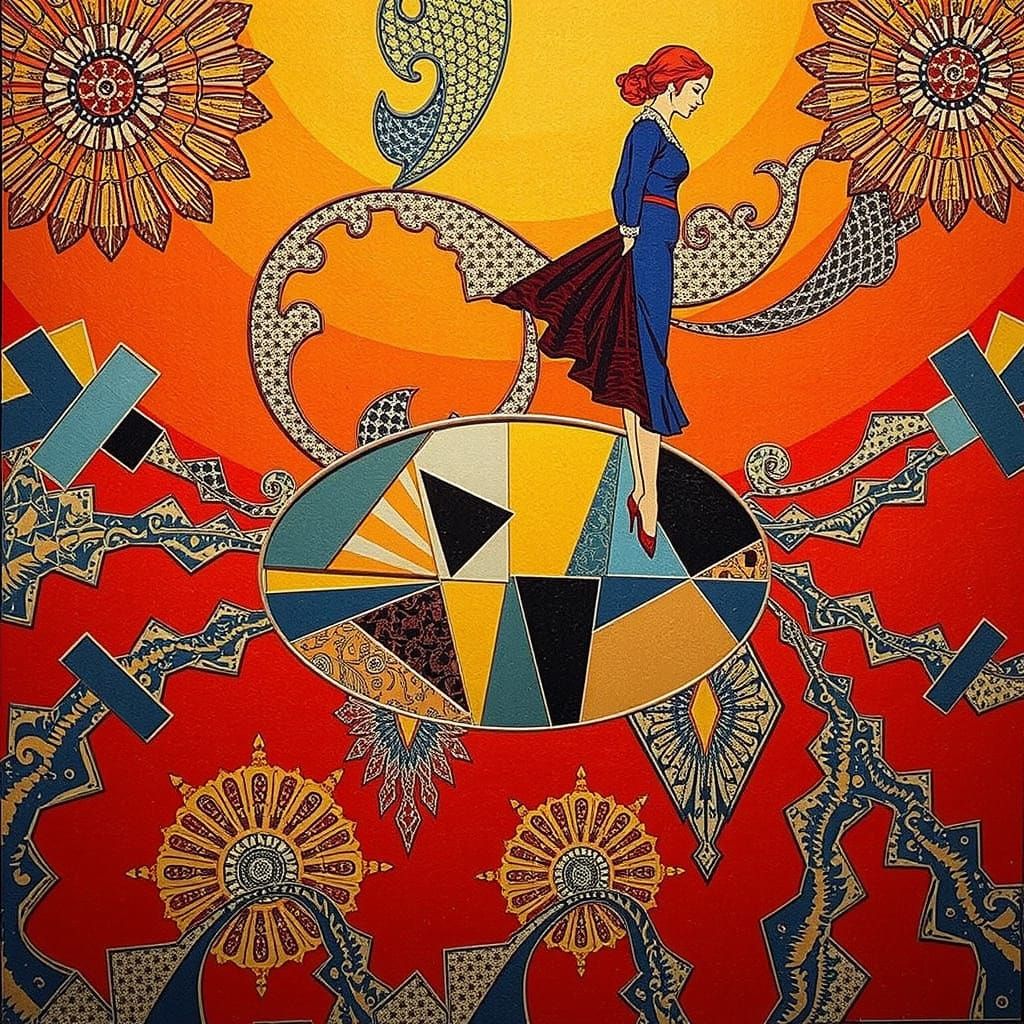 Art Deco Temporal Distortion in Paper Art Style