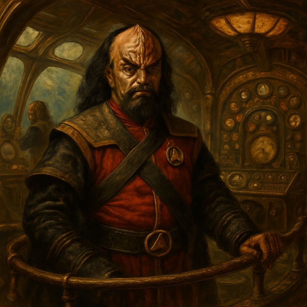 Klingon Captain Nemo on Bridge, Oil Painting