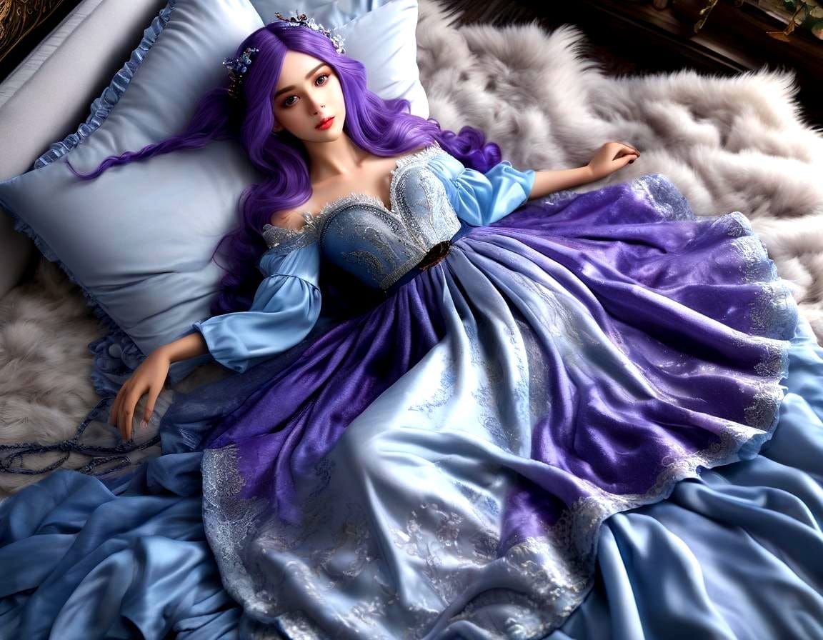 Surreal Elf Reading in a Luxury Bedroom