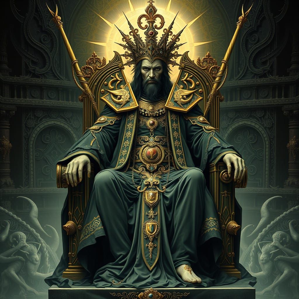 Ethereal God King in Dark Gothic Splendor