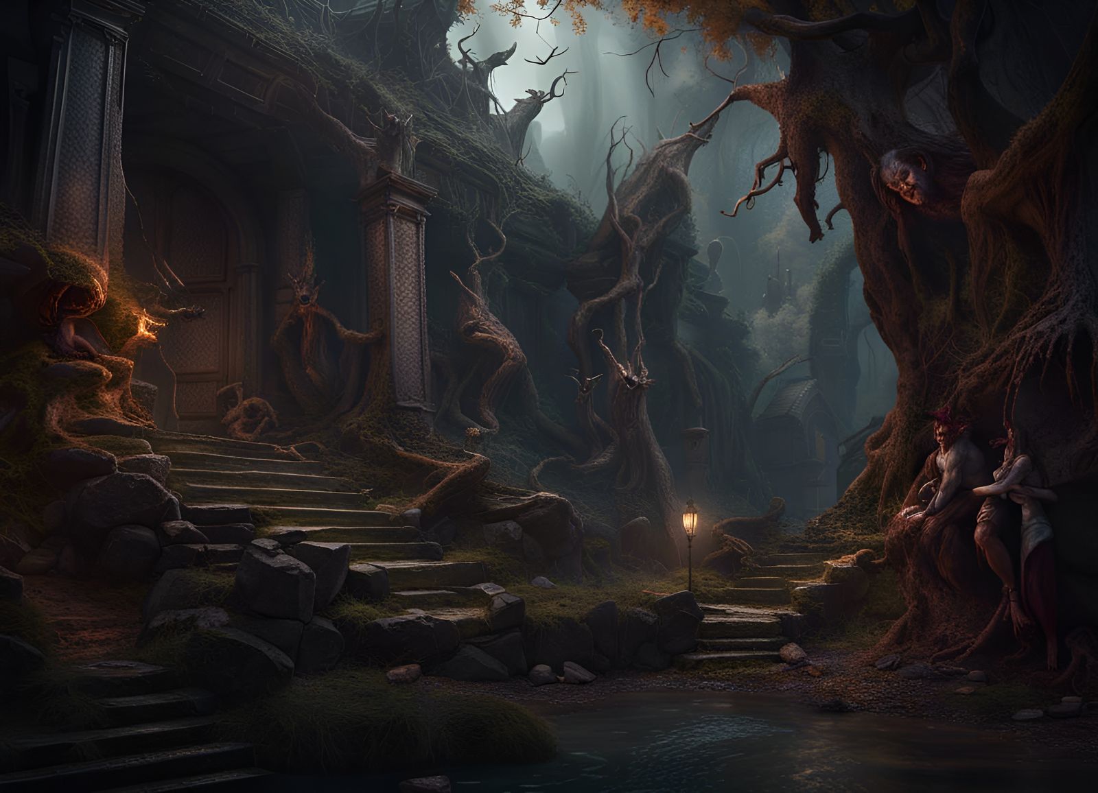 Actaeon in Detailed Matte Painting Style