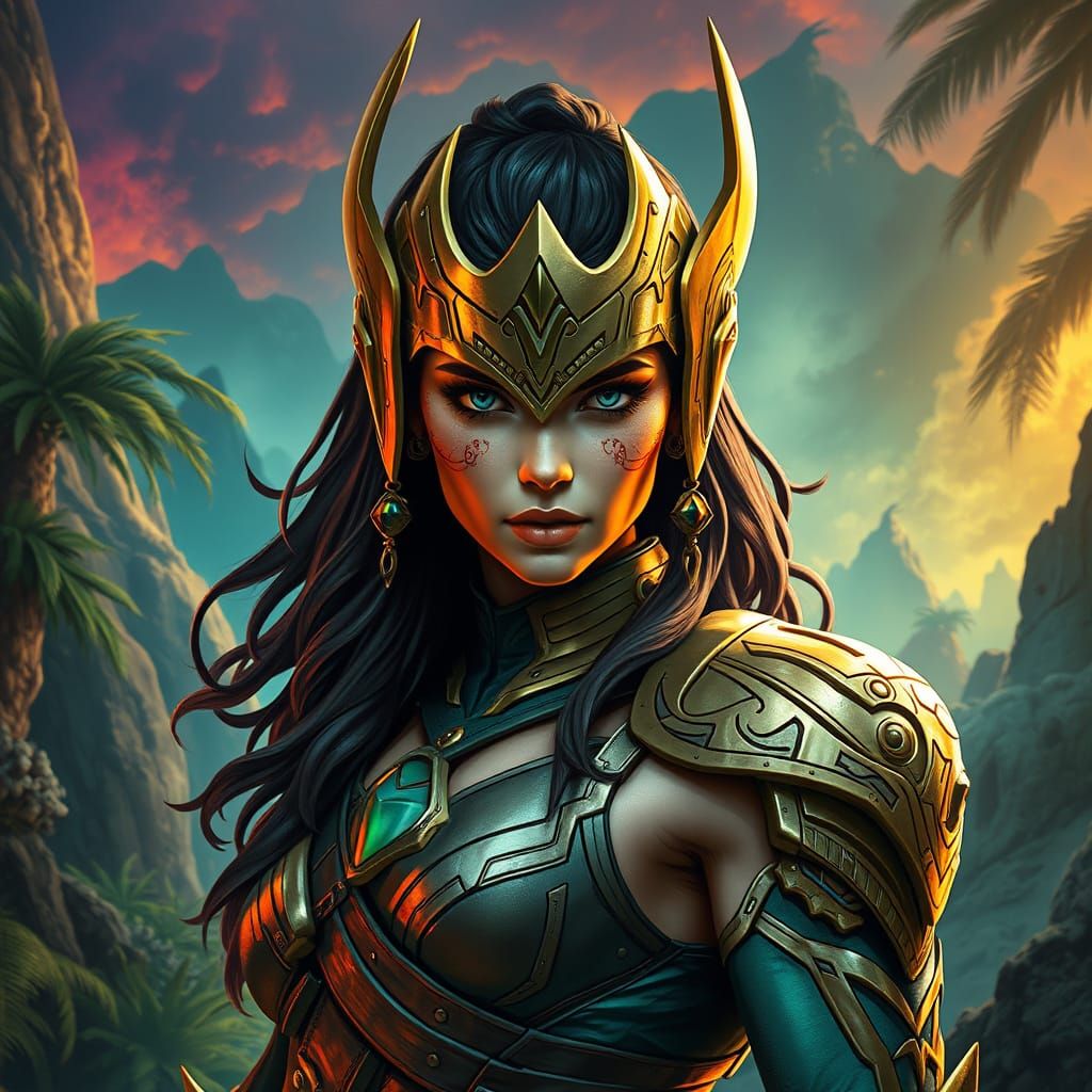 X-Men Rogue in Prehistoric Savage Land, in the Style of Artg...