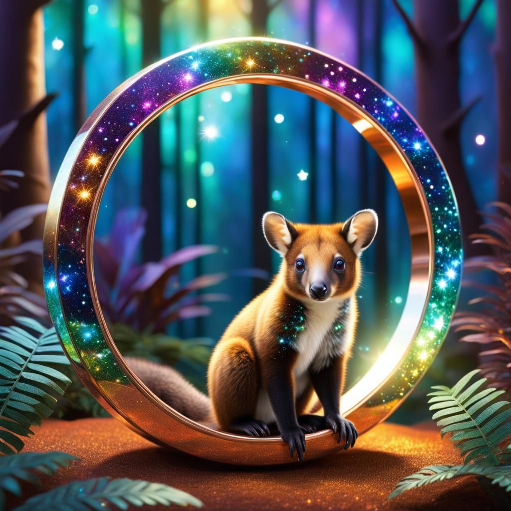 Cosmic Tree Kangaroo Baby in Pixar Style