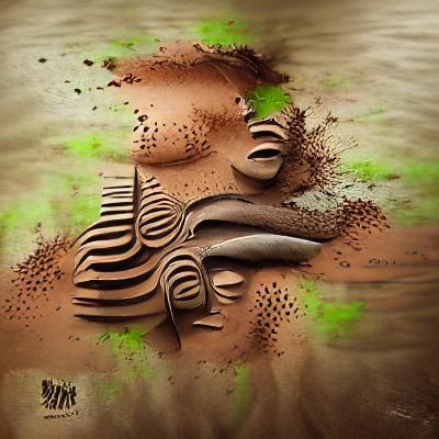 Abstract Mud Art in Digital Painting Style