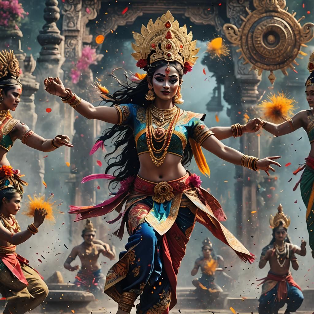 Stunning Hindu Bali Dancer with Ink Splatters