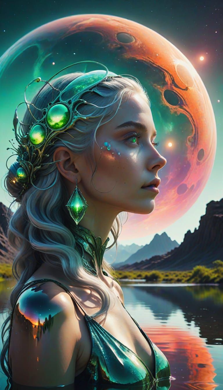 A Woman Amidst Celestial Wonders