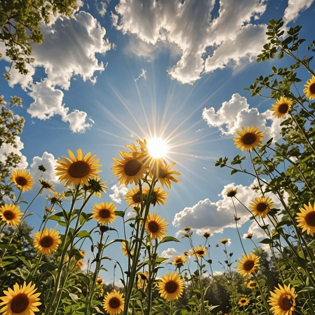 Heavenly Sunshine Beams Through Divine Clouds