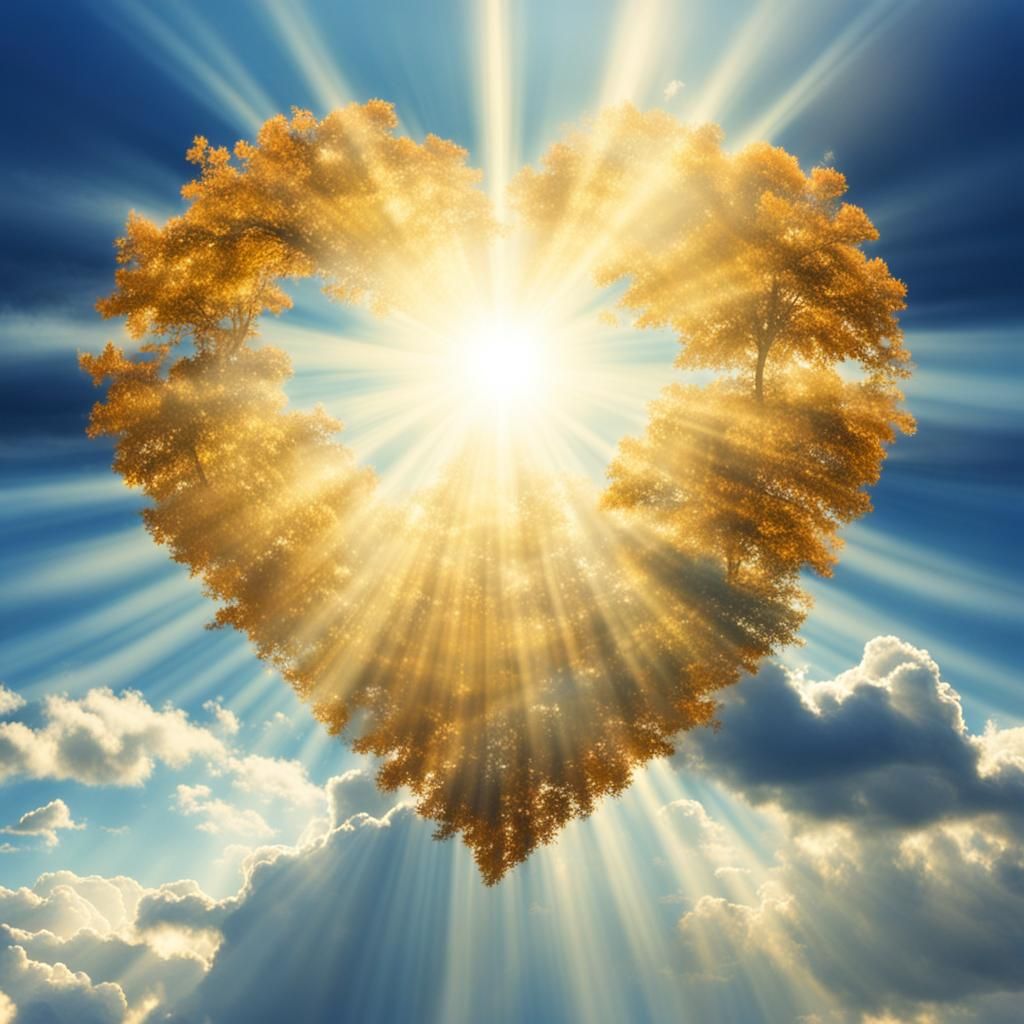 Radiant Golden Heart in Divine Sunshine